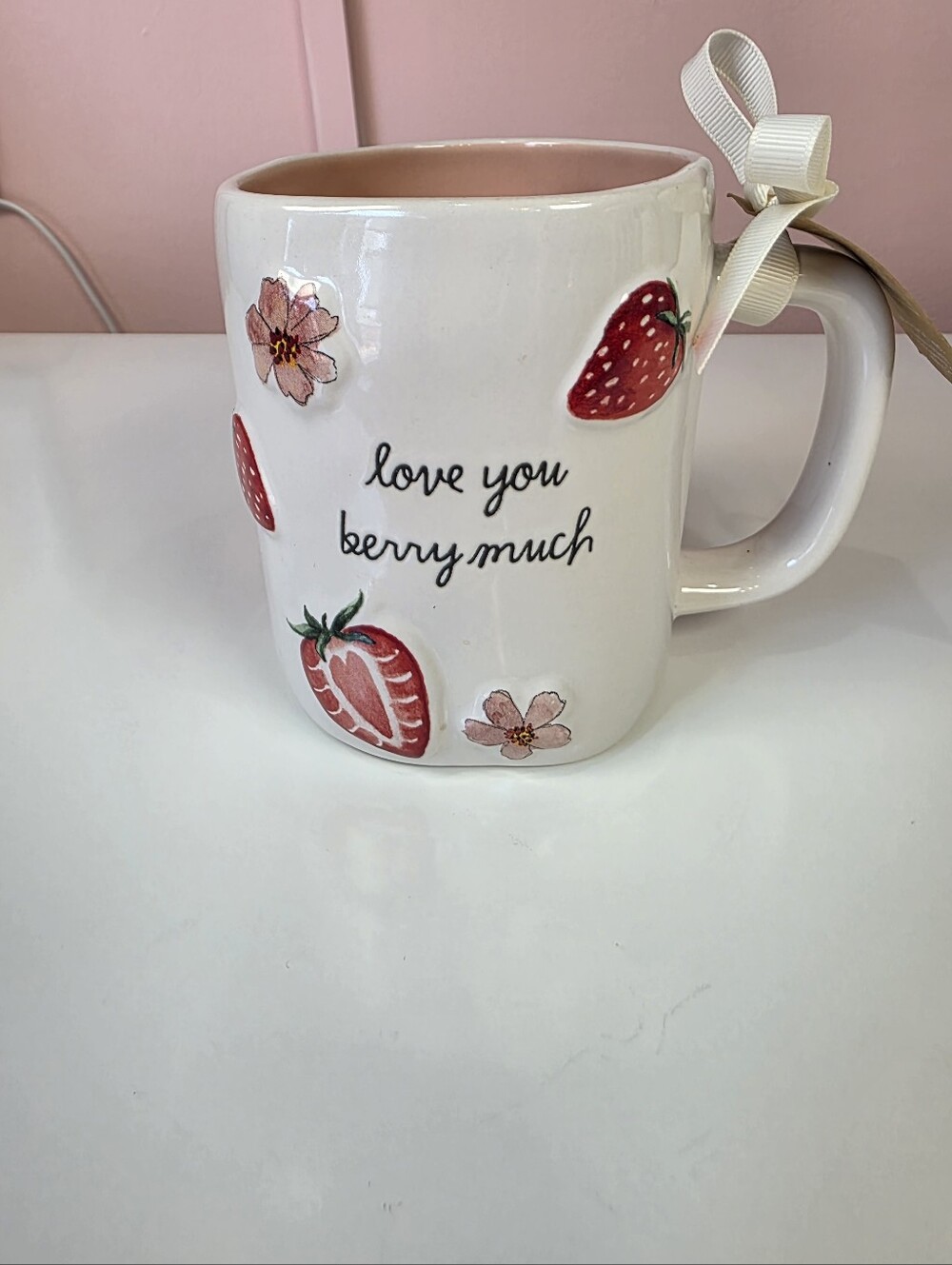 Rae Dunn Love You Berry Much Strawberry Mug NWT